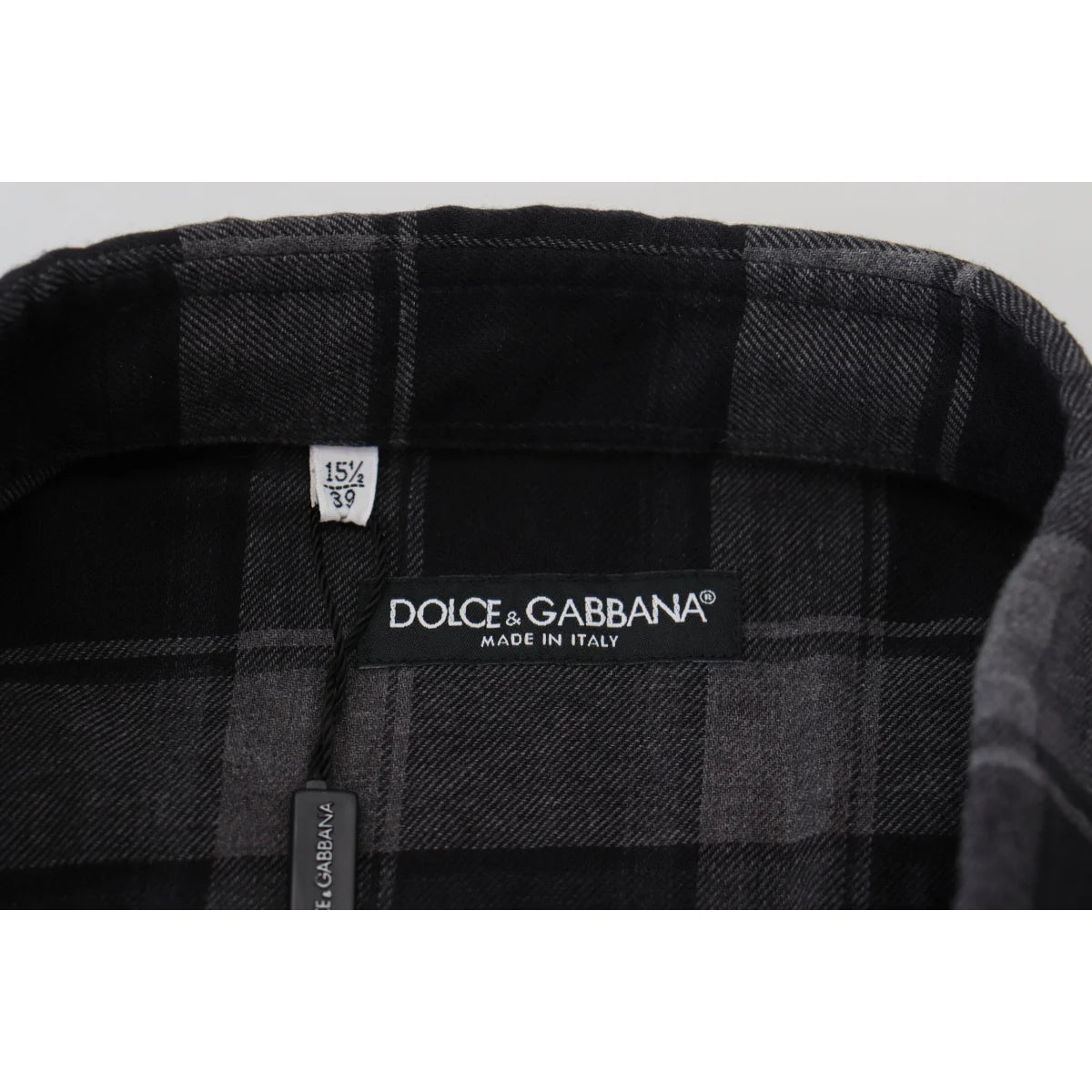 Dolce & Gabbana Black Gray Check Long Sleeves Cotton Shirt
