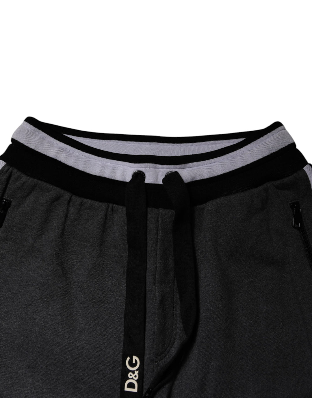 Dolce &amp; Gabbana Black Gray Cotton Layered Men Sweatpants Pants