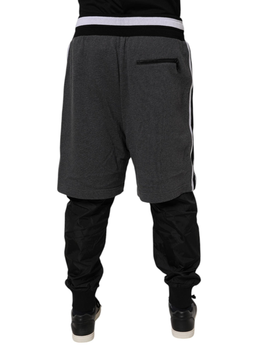 Dolce &amp; Gabbana Black Gray Cotton Layered Men Sweatpants Pants