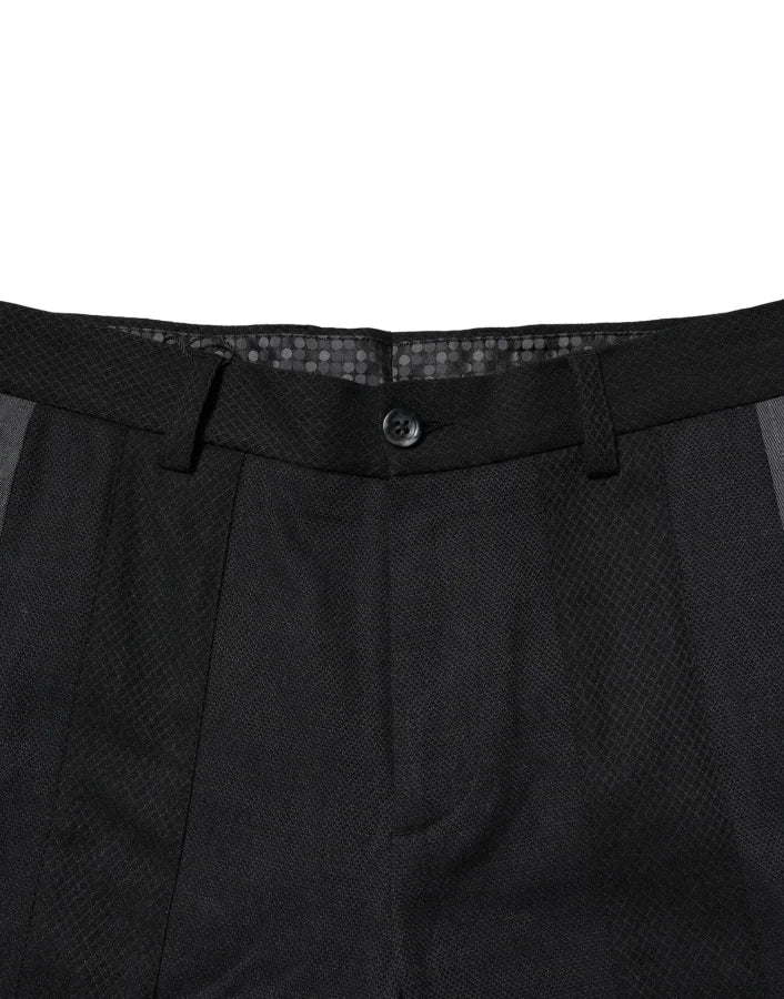 Dolce &amp; Gabbana Black Gray Cotton Tapered Men Pants