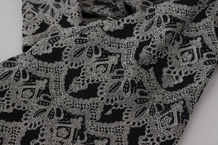 Dolce &amp; Gabbana Black Gray Jacquard Sheath Bodycon Dress