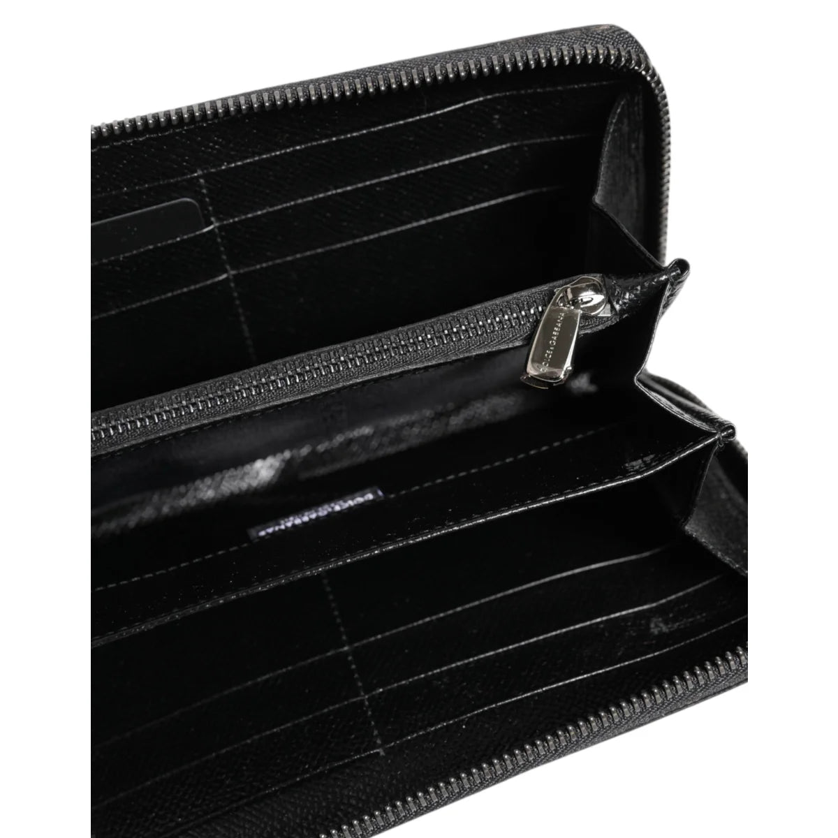 Dolce & Gabbana Black Gray Leather Zip Continental Wallet for Men