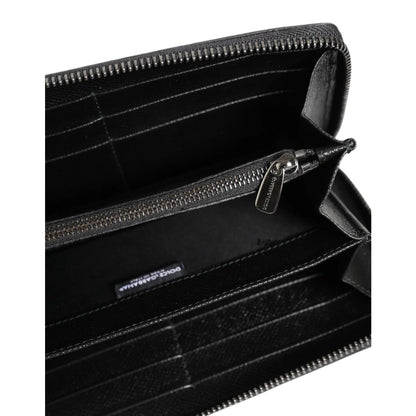 Dolce & Gabbana Black Gray Leather Zip Continental Wallet for Men