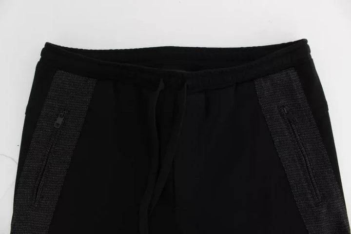 Dolce &amp; Gabbana Black Gray Wool Casual Trousers Stripe Pants