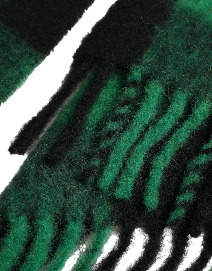 Dolce &amp; Gabbana Wrap Coats - Black Green Buffalo Check Poncho Coat Jacket