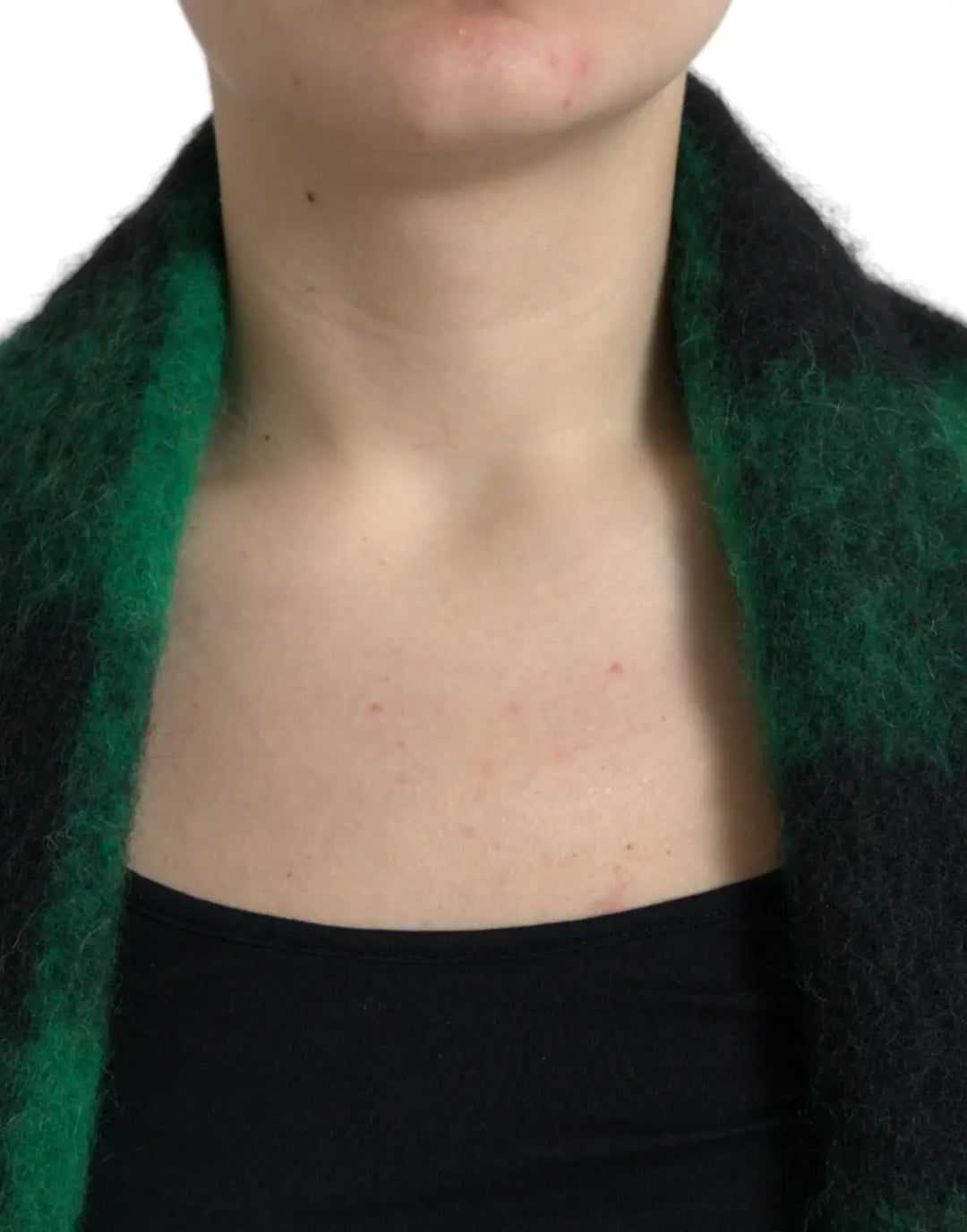 Dolce &amp; Gabbana Black Green Buffalo Check Poncho Coat Jacket