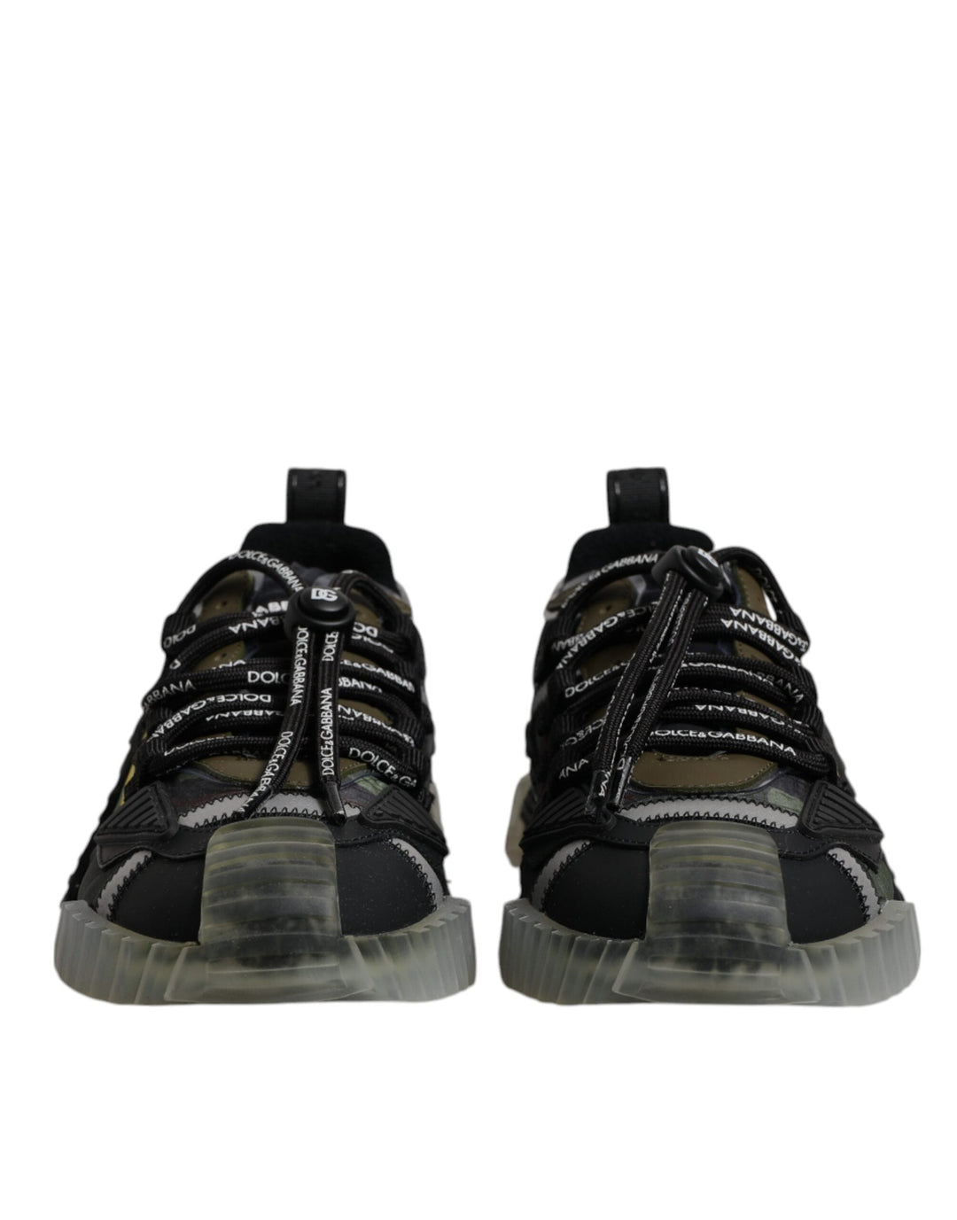 Dolce &amp; Gabbana Black Green Camo Ns1 Low Top Sneakers Shoes