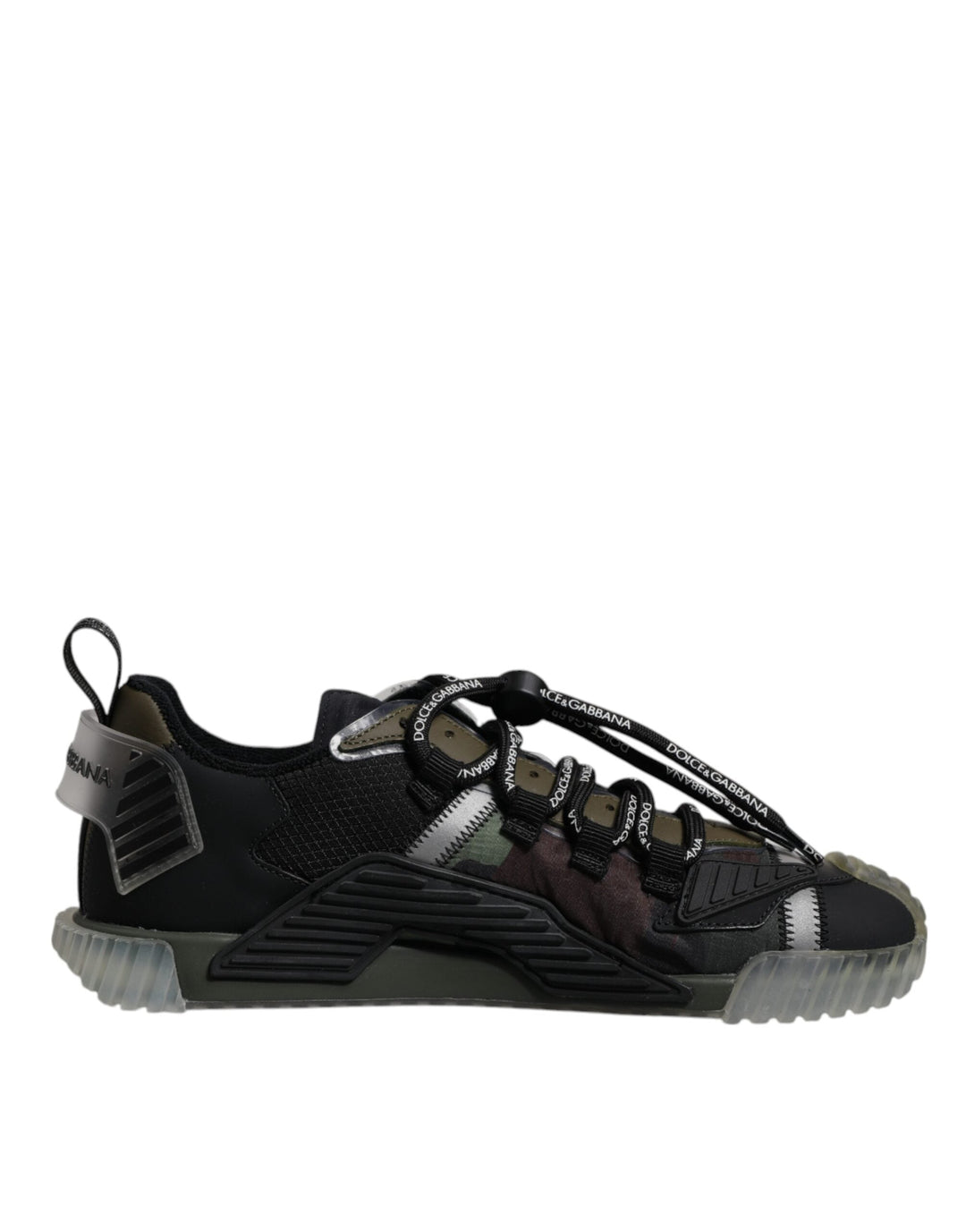 Dolce &amp; Gabbana Black Green Camo Ns1 Low Top Sneakers Shoes