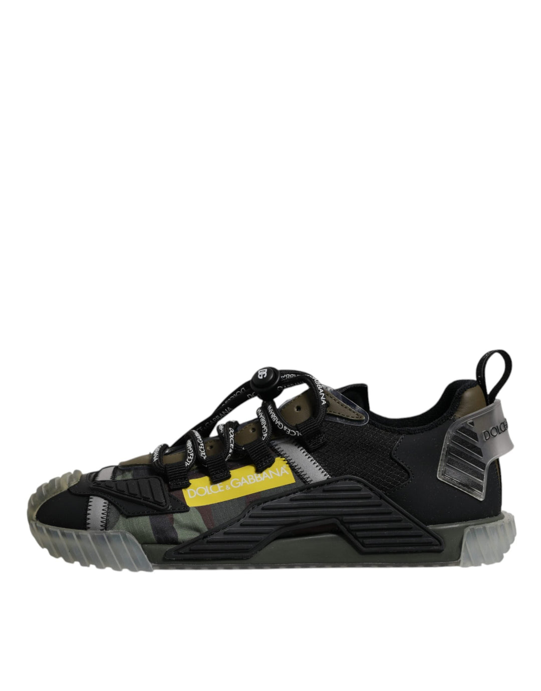 Dolce &amp; Gabbana Black Green Camo Ns1 Low Top Sneakers Shoes