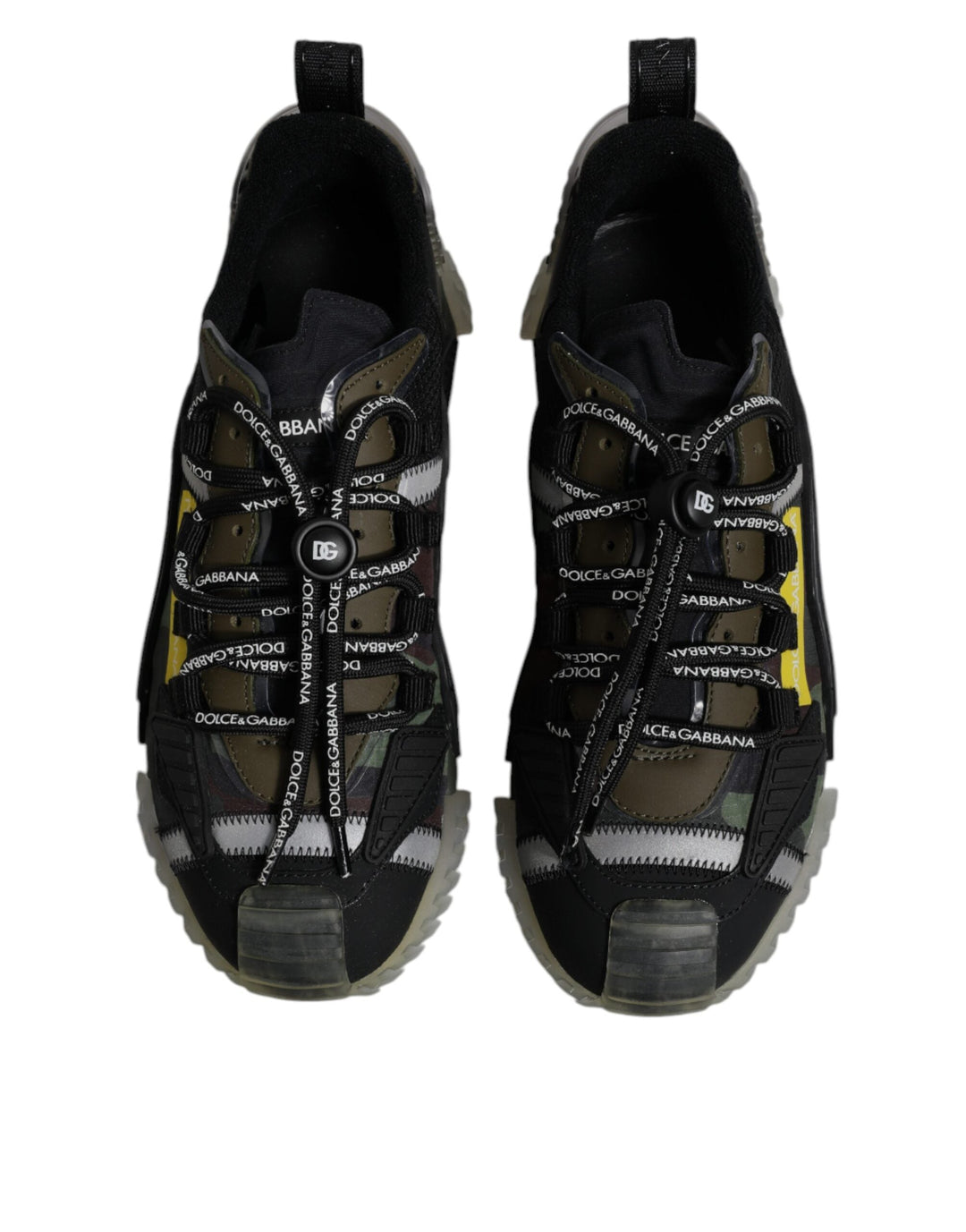 Dolce &amp; Gabbana Black Green Camo Ns1 Low Top Sneakers Shoes