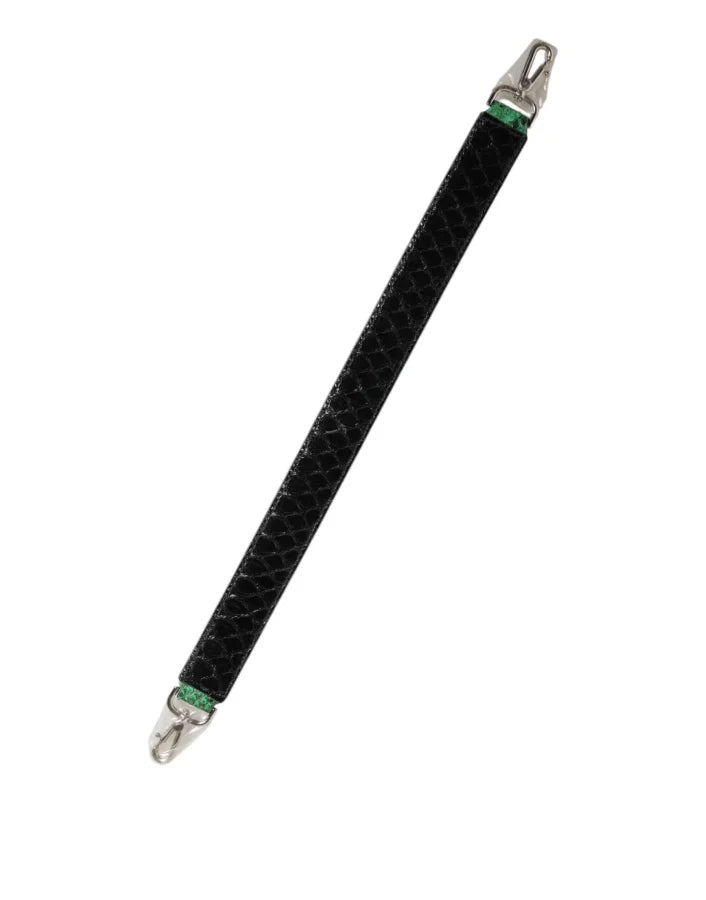 Dolce &amp; Gabbana Black Green Exotic Leather Bag Shoulder Strap