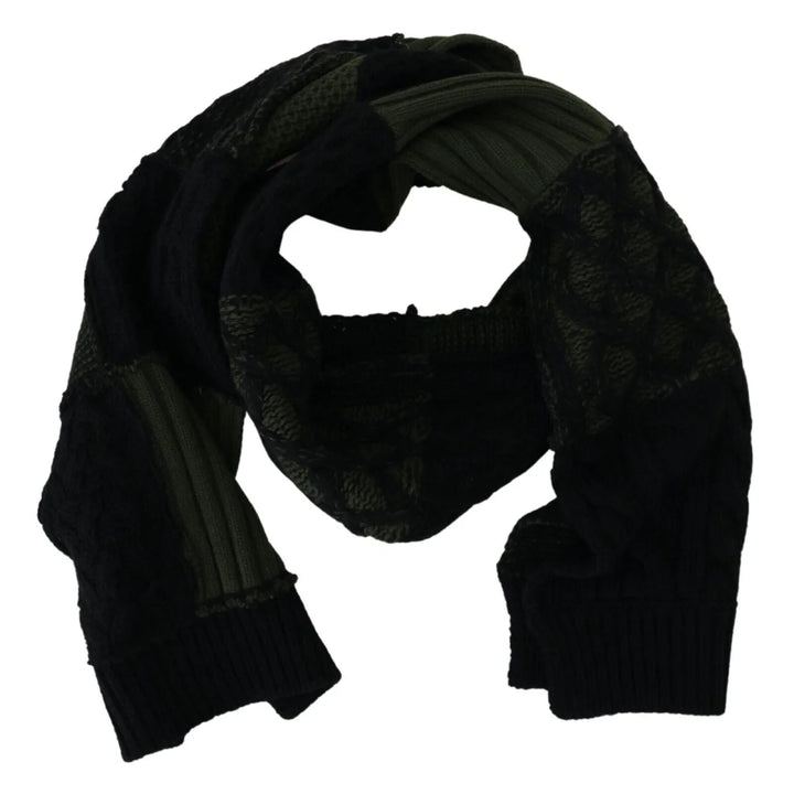 Dolce & Gabbana Black Green Knitted Men Neck Wrap Shawl Scarf