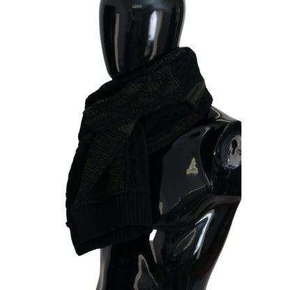 Dolce & Gabbana Black Green Knitted Men Neck Wrap Shawl Scarf