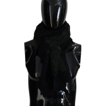 Dolce & Gabbana Black Green Knitted Men Neck Wrap Shawl Scarf