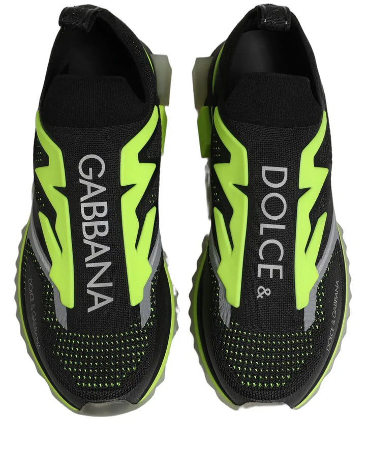 Dolce &amp; Gabbana Black Green Sorrento Low Top Sneakers Shoes