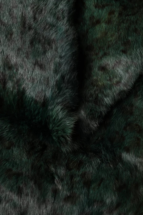 Dolce &amp; Gabbana Black Green Stripe Fur Shawl Neck Wrap 180cm x49cm Scarf