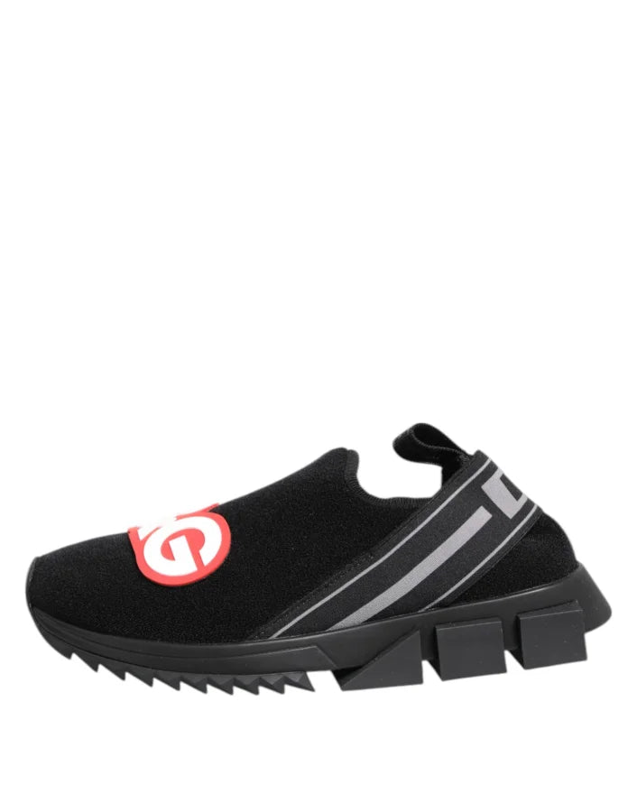 Dolce &amp; Gabbana Black Grey Slip On Sorrento Sneakers Shoes
