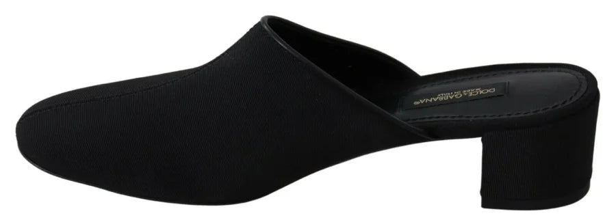 Dolce &amp; Gabbana Black Grosgrain Slides Sandals Women Shoes