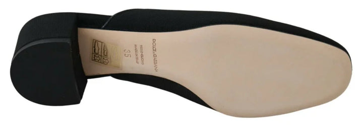 Dolce &amp; Gabbana Black Grosgrain Slides Sandals Women Shoes