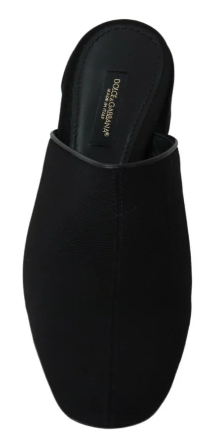 Dolce &amp; Gabbana Black Grosgrain Slides Sandals Women Shoes