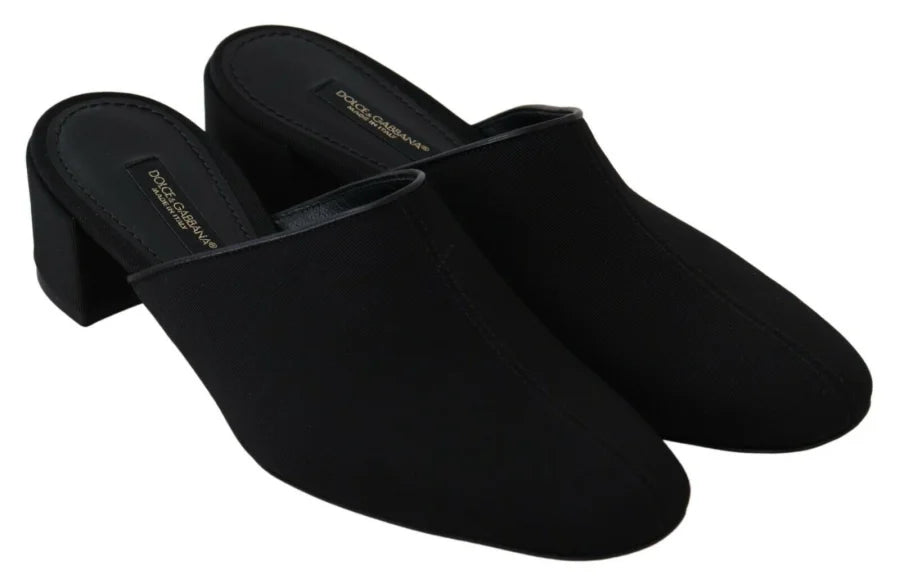 Dolce &amp; Gabbana Black Grosgrain Slides Sandals Women Shoes