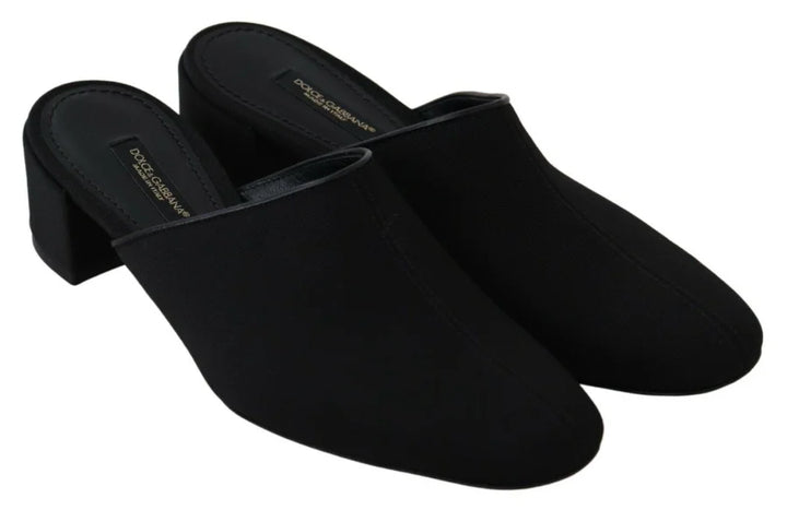 Dolce &amp; Gabbana Black Grosgrain Slides Sandals Women Shoes