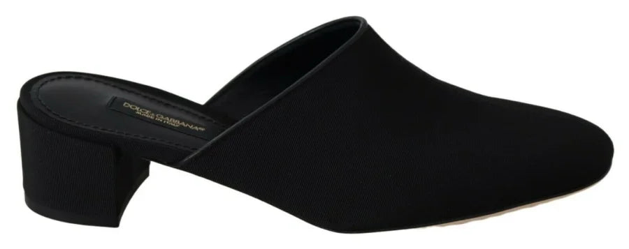 Dolce &amp; Gabbana Black Grosgrain Slides Sandals Women Shoes