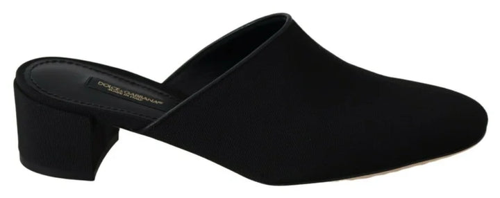 Dolce &amp; Gabbana Black Grosgrain Slides Sandals Women Shoes