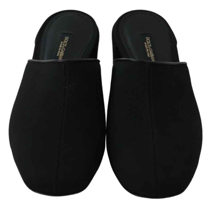 Dolce &amp; Gabbana Black Grosgrain Slides Sandals Women Shoes