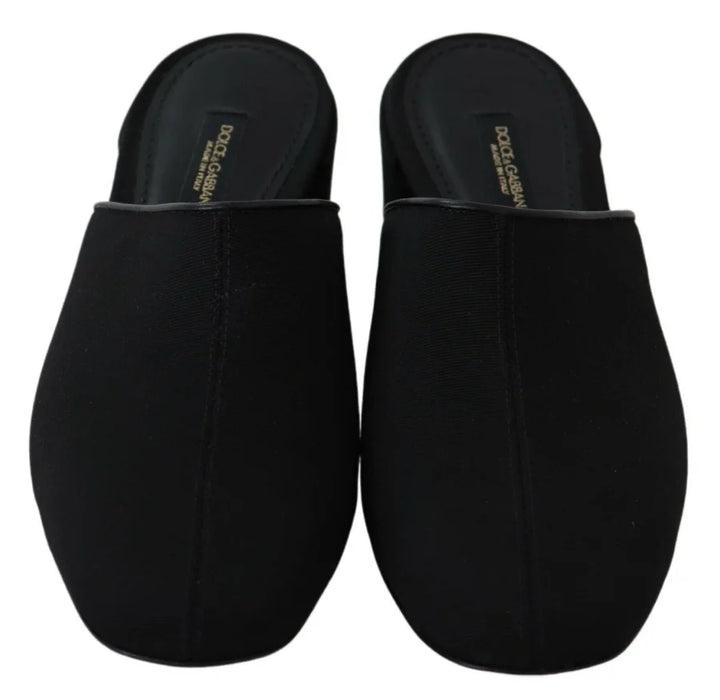 Dolce &amp; Gabbana Black Grosgrain Slides Sandals Women Shoes