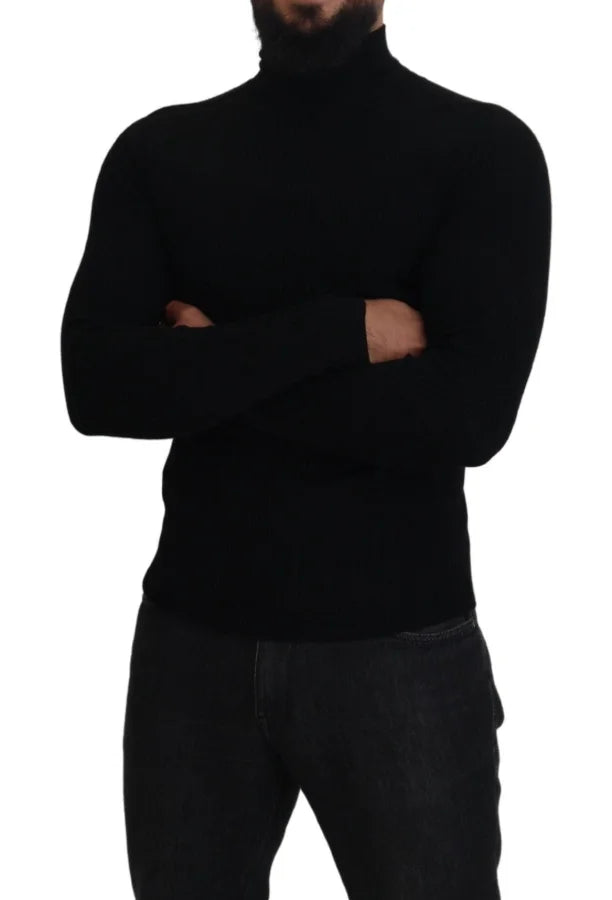 Dolce &amp; Gabbana Black Half Zip Turtleneck Pullover Sweater