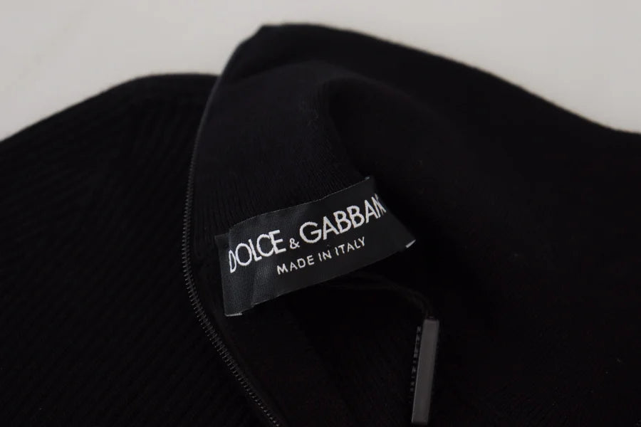 Dolce &amp; Gabbana Black Half Zip Turtleneck Pullover Sweater