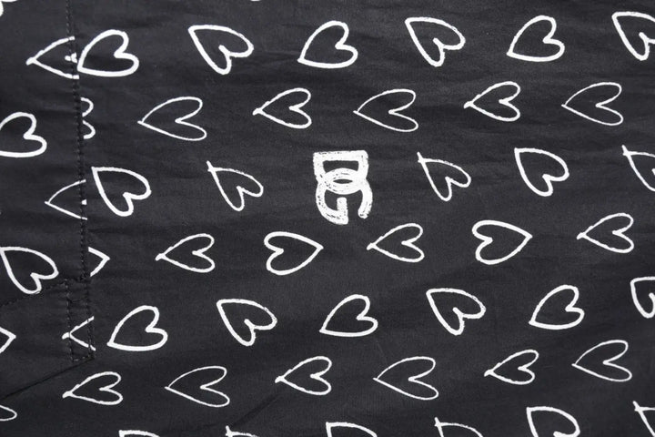 Dolce &amp; Gabbana Black Heart Print Hooded Windbreaker Jacket