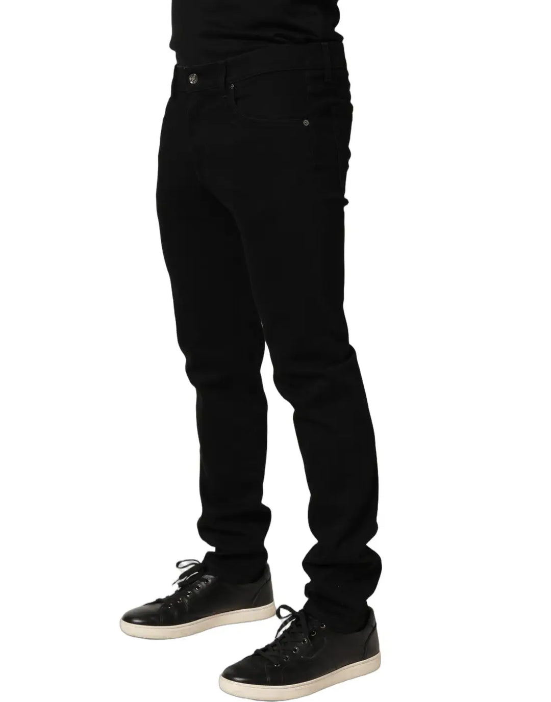 Dolce &amp; Gabbana Black Heraldic Embroidered Skinny Denim Jeans
