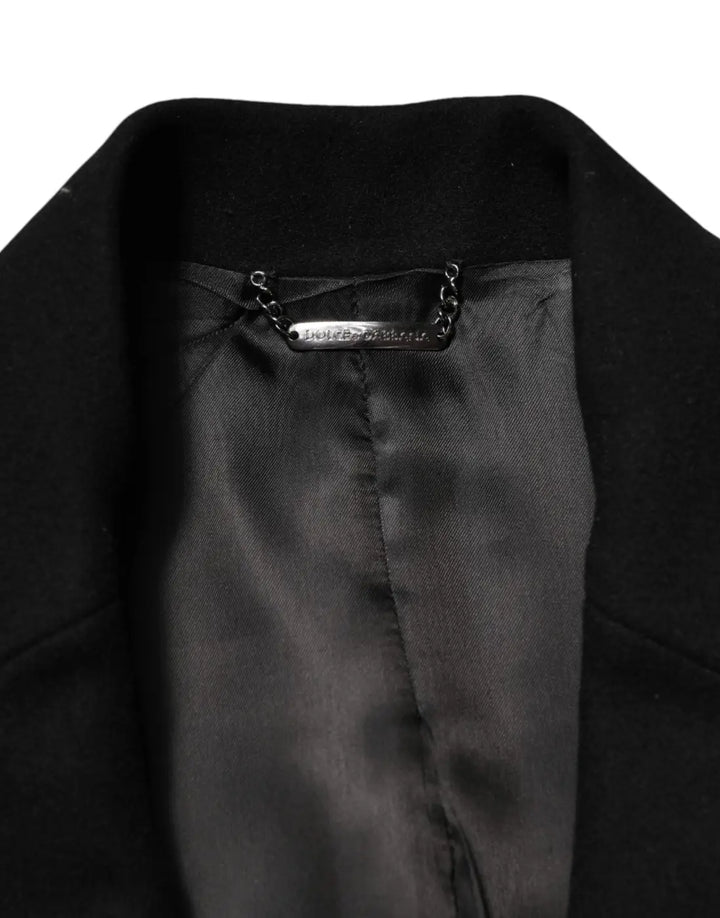 Dolce &amp; Gabbana Black Heraldic Patch Single Breasted Blazer Jacket