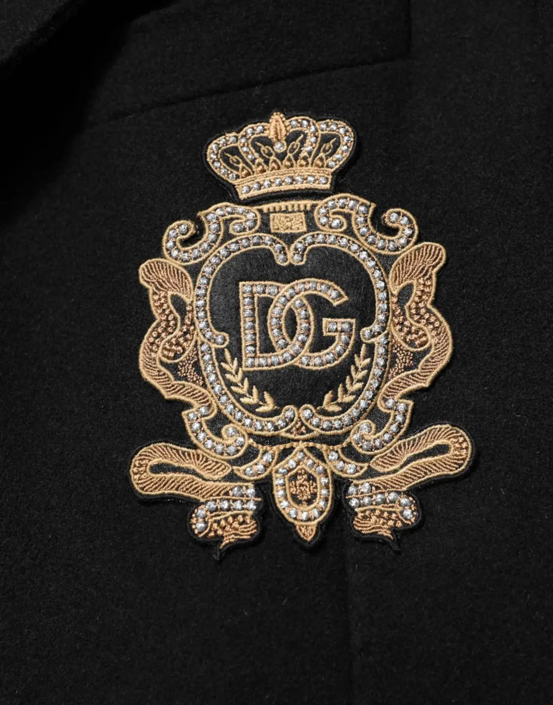 Dolce &amp; Gabbana Black Heraldic Patch Single Breasted Blazer Jacket