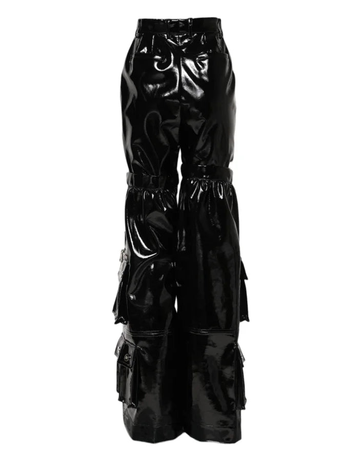 Dolce &amp; Gabbana Black High Waist Cargo Bootcut Pants