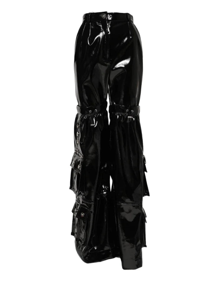 Dolce &amp; Gabbana Black High Waist Cargo Bootcut Pants