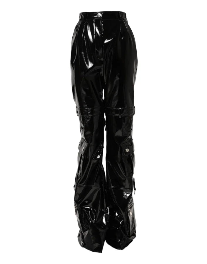 Dolce &amp; Gabbana Black High Waist Cargo Bootcut Pants