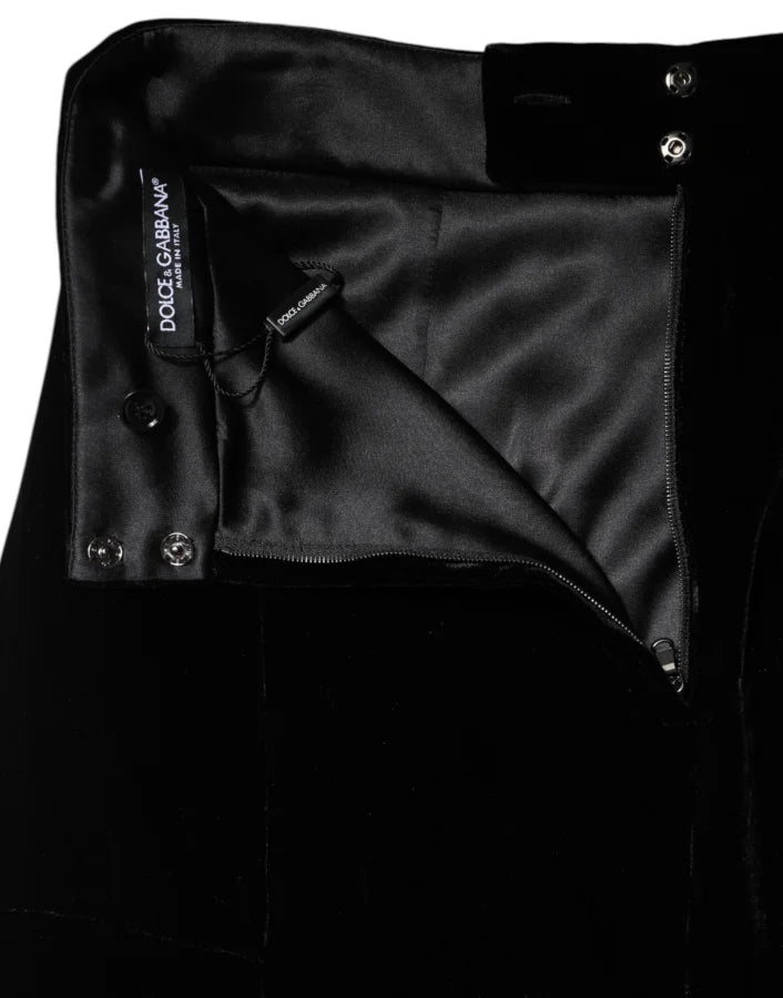Dolce &amp; Gabbana Black High Waist Fit Flared Midi Skirt