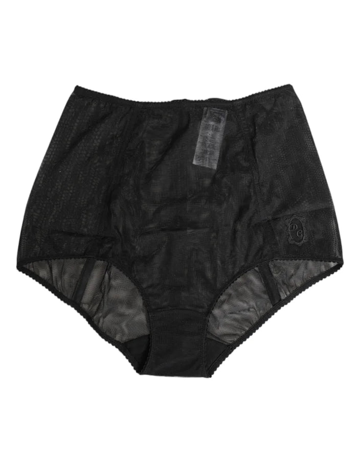 Dolce &amp; Gabbana Black High Waist Mesh Sheer Shapewear Underwear