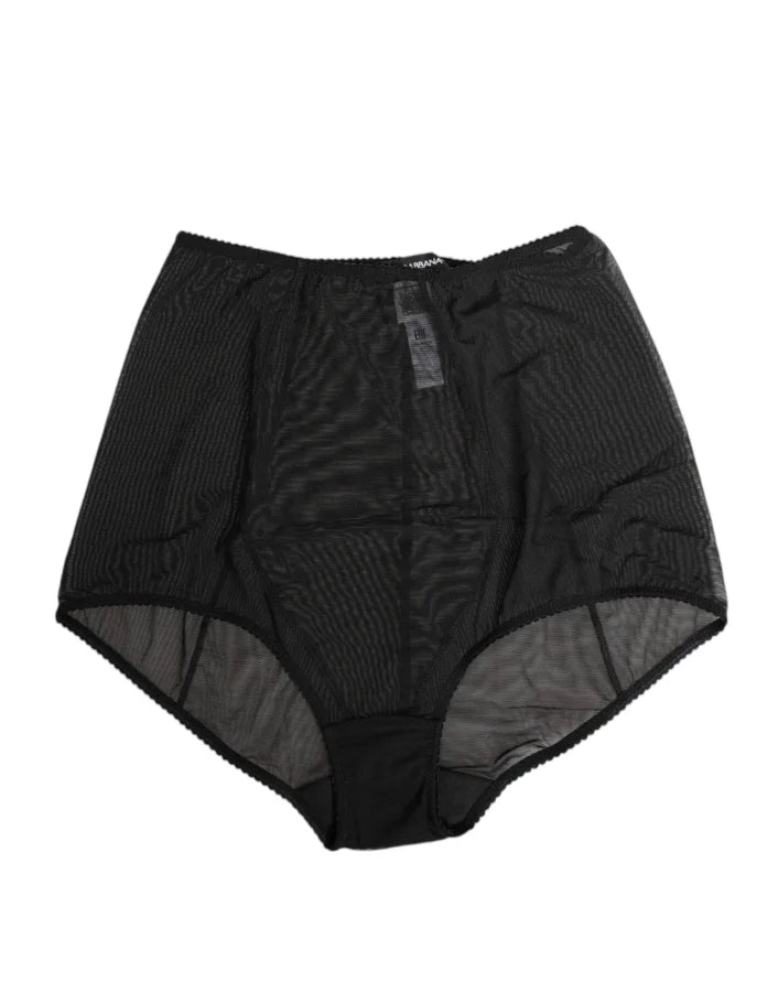 Dolce &amp; Gabbana Black High Waist Mesh Sheer Shapewear Underwear