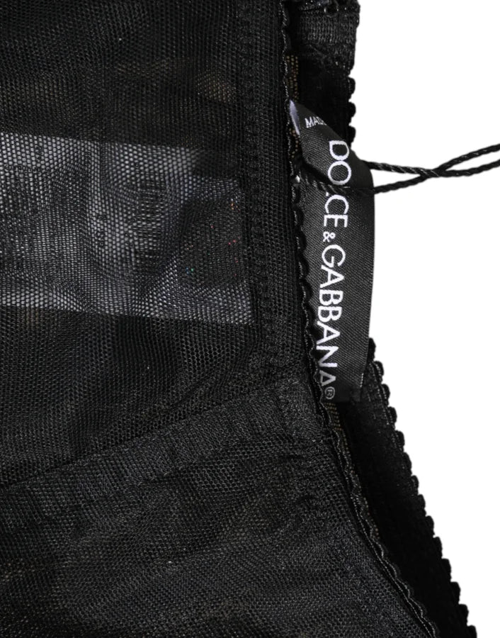 Dolce &amp; Gabbana Black High Waist Mesh Sheer Shapewear Underwear