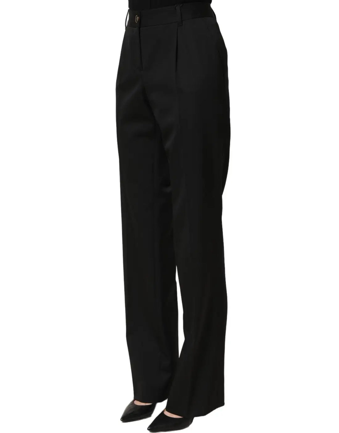 Dolce &amp; Gabbana Black High Waist Straight Dress Trouser Pants