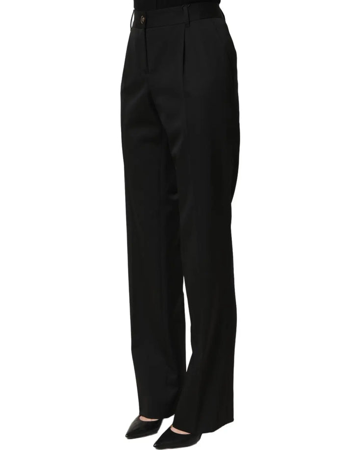 Dolce &amp; Gabbana Black High Waist Straight Dress Trouser Pants