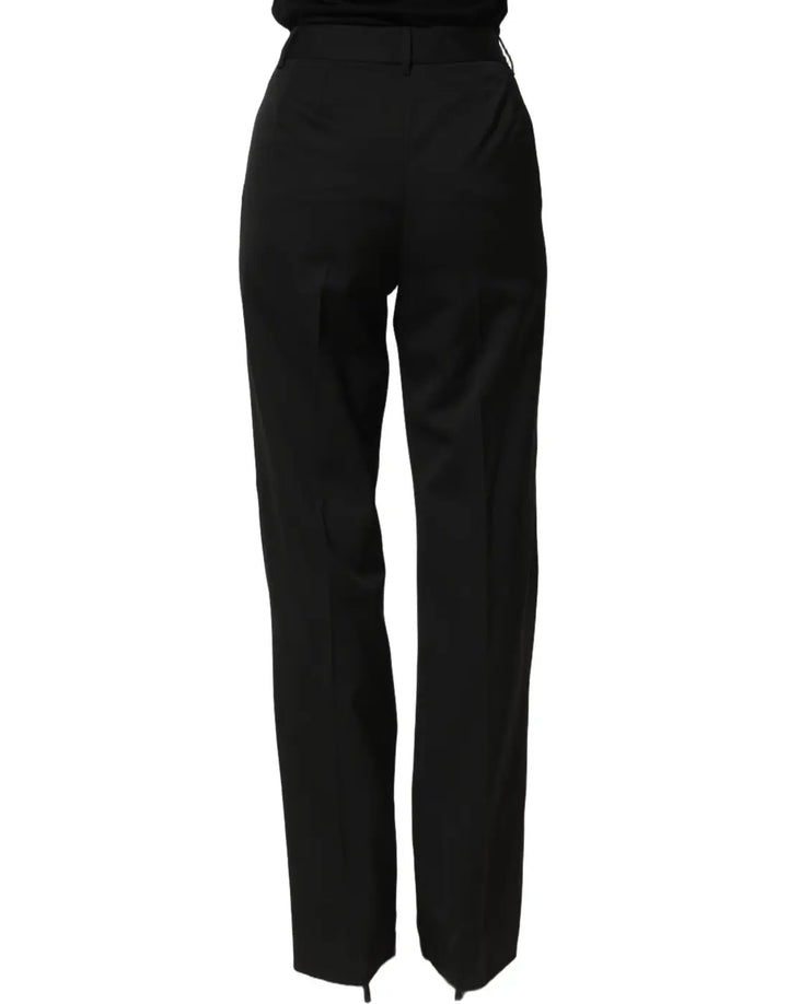 Dolce &amp; Gabbana Black High Waist Straight Dress Trouser Pants