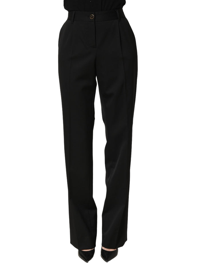 Dolce &amp; Gabbana Black High Waist Straight Dress Trouser Pants