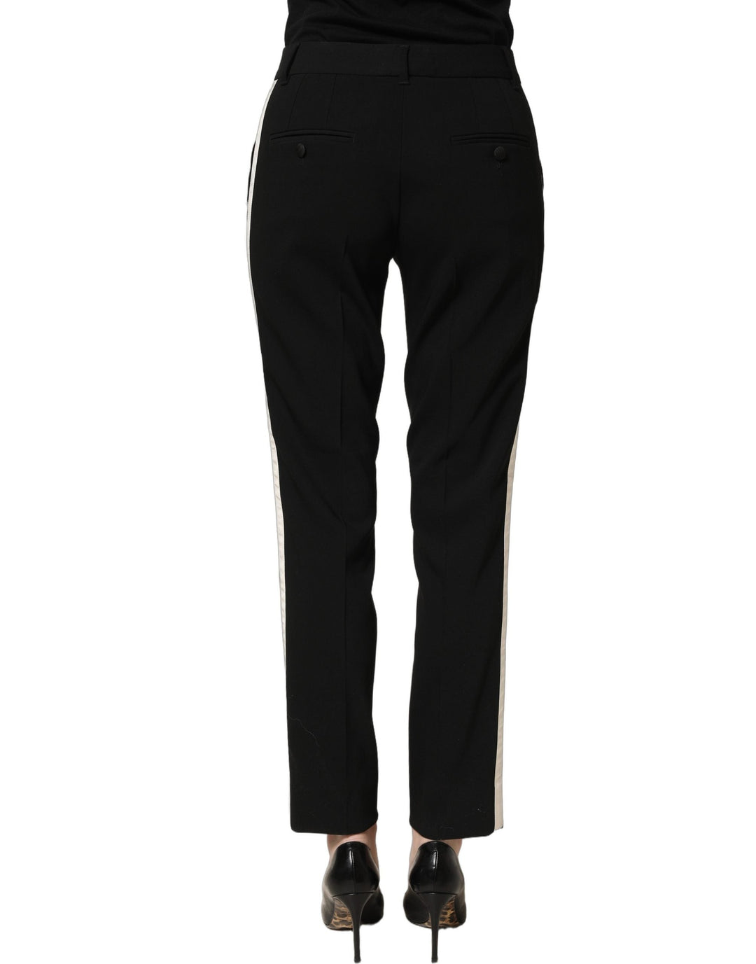 Dolce &amp; Gabbana Black Highwaist Straight Dress Trouser Pants