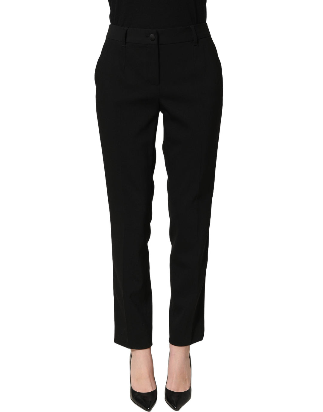 Dolce &amp; Gabbana Black Highwaist Straight Dress Trouser Pants