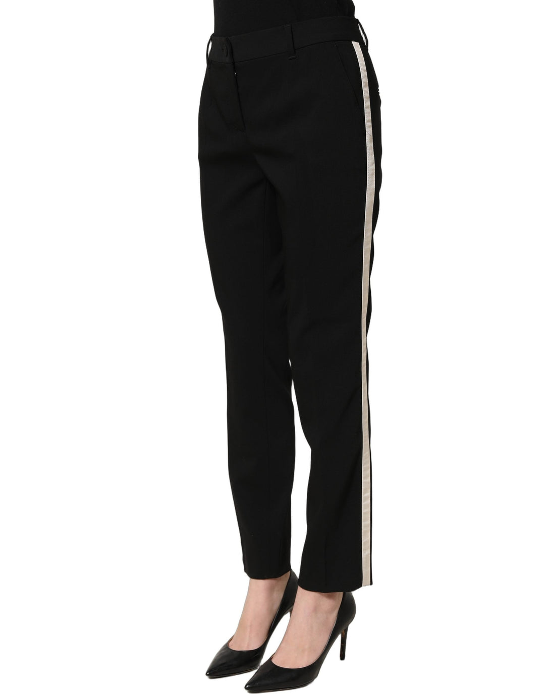 Dolce &amp; Gabbana Black Highwaist Straight Dress Trouser Pants